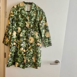 Green Floral Button Front A-Line Dress